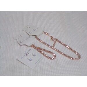 Gloria Vanderbilt Necklace Bracelet Earrings Set Rose Gold